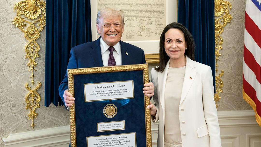 Venezuela's Machado Presents Trump With Her Nobel Peace Prize Medal